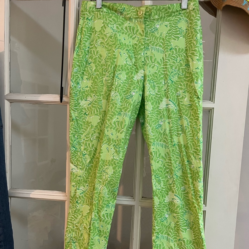 Lilly Pulitzer neon green animal print pants